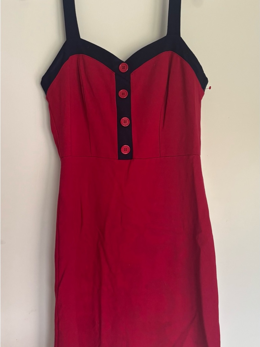 ModCloth Red Dress with Black Contrast Trim